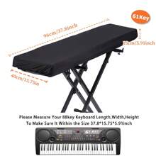 61 键电子钢琴罩、88 键电钢琴罩、电子数码钢琴防尘罩、保护罩，适用于 61 键电子钢琴和 88 键电钢琴。透气、可机洗、尺寸可调、易于使用。 - 黑色 - 查看 11