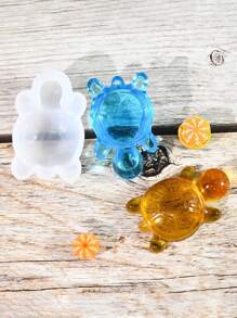 1pc 3D Sea Turtle Epoxy Resin Silicone Mold Casting Molds, Mini Turtle DIY Micro Landscape Decoration, Small Tabletop Resin Crafts Making Accessories - White - View 3