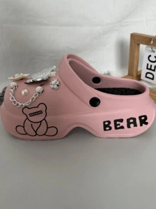 女士厚底休闲可爱图案凉鞋，百搭舒适一脚蹬鞋，适合室内和室外时尚穿着