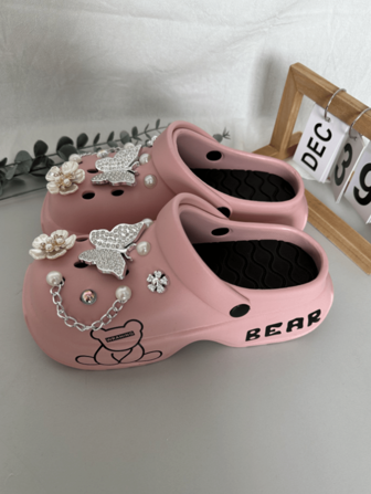 Women Platform Casual Cute Pattern Sandals, Versatile Comfortable Slip-On Shoes For Indoor And Outdoor Fashionable Wear