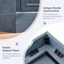 JXQTLINGMU Farmhouse Nightstand With Charging Station, 24" Wide Side Table With 3 Large Drawers & Bar Handles - Rustic Wood Small Dresser Chest Of Drawers For Bedroom, Living Room, Or As A Christmas Gift - 藍色 - 查看 4