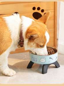 1pc Pet Elevated Feeding Bowl, Anti-Slip Anti-Spill Cat Dog Food Dish - 300ml - View 1
