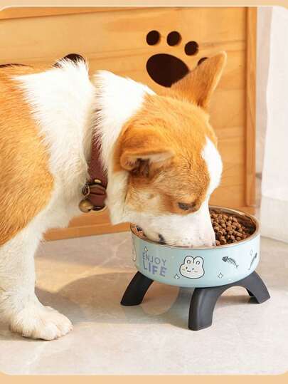 1pc Pet Elevated Feeding Bowl, Anti-Slip & Anti-Spill, For Cats & Dogs