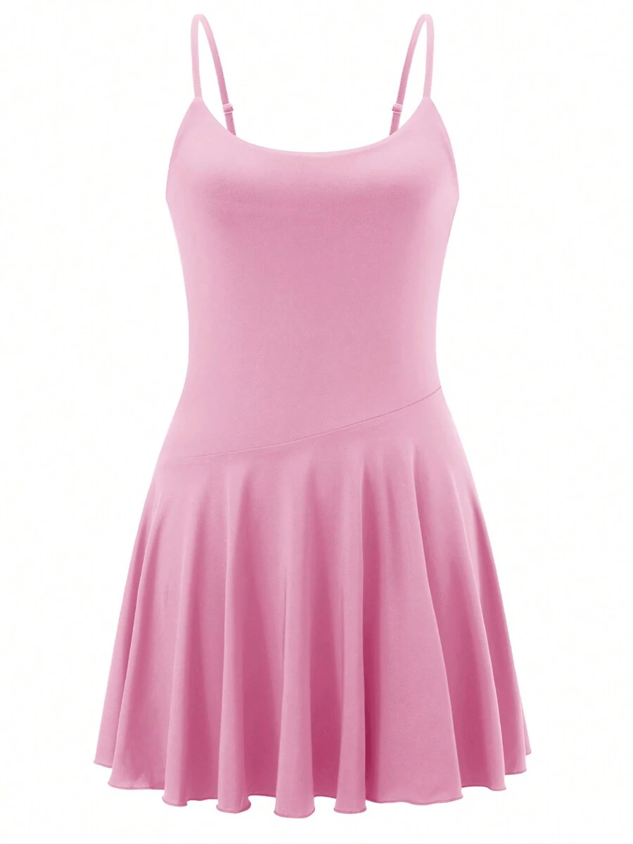 Women's Mini Skater Dress Sleeveless Spaghetti Strap Scoop Neck Flowy Dress Summer Party Dress