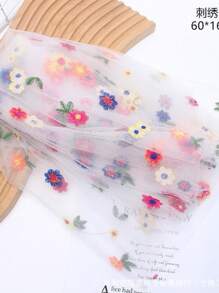 1pc/2pcs Pastoral Style Colorful Embroidered Flower Tablecloth, Colorful Small Flower Handmade Embroidery Craft Tablecloth Decoration, Used For Outdoor Wedding Decoration, Party Event Decoration, TV Cabinet Decoration, Dining Table Home Decoration, Bouquet Packaging, Household Items, Valentine's Day, Shooting Background