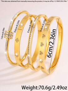 Camhanno Conjunto de 4 peças empilháveis, requintados e modernos, de aço inoxidável, com coração e quatro folhas em relevo, adequado para presentear namoradas durante os feriados, dia dos namorados, mãe, mãe, dia das mães, presente