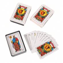 一副100%塑料材质的50张西班牙语扑克牌，装在塑料盒中，尺寸为6.2*9.5英寸。适合家庭聚会、娱乐、游戏、派对等场合，防水、可水洗，墨西哥风格，趣味十足，创意无限。可作为情人节礼物、新年游戏、婚礼游戏等。 - 白色 - 查看 3