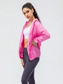 1pc Women Lightweight Quick Dry Water-Resistant Skin Jacket For Outdoor Casual, Hiking, Running, Cycling, Spring/Summer