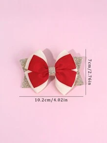 2PCS Christmas Hair Bows Hair Clip Ribbed Duck Billed Clip Color Contrasting Hair Clip For Girls And Teen Fashion Cute Party Hairpins - Multicolor - View 11
