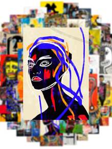 50张抽象艺术涂鸦贴纸，趣味风格矩形海报贴纸，防水PVC材质，适用于头盔装饰、信封贴纸、汽车装饰、派对装饰、标签贴纸、自粘贴纸，适用于剪贴簿、笔记本电脑、行李箱、吉他、水瓶、手机壳、时尚装饰 - 50pcs - 查看 6