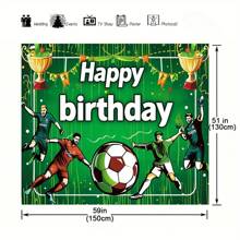1 pieza Fondo de photocall para fiesta de cumpleaños con temática de fútbol, fondo de fotografía de campo de fútbol, decoración de fiesta de fútbol - 1 pieza - Ver 3