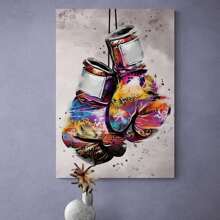 1 Pc Modern Graffiti Style Boxing Gloves   Wooden Framed Canvas Painting -  Thickness 2.25cm/0.9inch,Home Gift Decoration, Room Decoration Aesthetic, Wall Decoration Art, Perfect Gift, Autumn And Winter Wall Decoration, Living Room Decoration, Bedroom Decoration, Kitchen Decoration, Entry Decoration, Bathroom Decoration, Direct Wall Painting, High Quality Wall Painting Poster - Multicolor - View 3