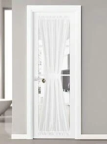 1pc White Curtain Panel With Rod Design, Easy Installation, Suitable For Living Room, Bedroom, Dining Room, Kitchen, Window Divider To Block UV Rays, Dust-Proof, No-Drill - White - View 5