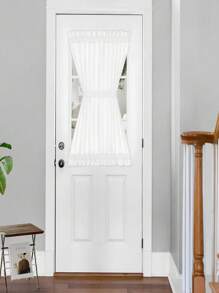 1pc White Curtain Panel With Rod Design, Easy Installation, Suitable For Living Room, Bedroom, Dining Room, Kitchen, Window Divider To Block UV Rays, Dust-Proof, No-Drill - White - View 4
