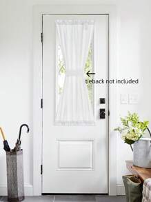 1pc White Curtain Panel With Rod Design, Easy Installation, Suitable For Living Room, Bedroom, Dining Room, Kitchen, Window Divider To Block UV Rays, Dust-Proof, No-Drill - White - View 6