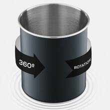 Stainless Steel Rotating Utensil Organizer With Weighted Base - Removable Divider, For Kitchen Countertop - Inky Raven Black - View 4