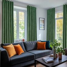 Topfinel 6 Panels Velvet Curtains Blackout Rod Pocket Back Tab Curtains For Living Room Bedroom Thermal Insulated Soundproof Window Drapes Room Darkening Privacy Home Decor Machine Washable - màu xanh lá - Xem 2