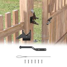 Black Carbon Steel Self-Locking Gate Gravity Latch – Spring-Loaded With Adjustable Cable Pull | For Metal & Wooden Fences - Black - View 1