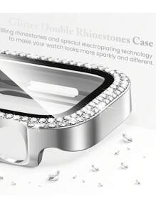 Compatible With Apple Watch Case With Hd Ultra-Thin Tempered Glass Screen Protector, Double Row Of Sparkling Crystal Rhinestone Rhinestones, Drop-Proof And Scratch-Resistant Hard Pc Ultra-Protective Cover, Compatible With Apple Watch Series 11/10/9/8/7/6/5/4/Se, 40/41/42/44/45/46mm Protective Case For Women
