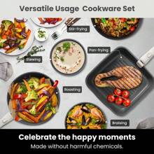 Kikcoin 22Pcs Pots And Pans Cookware Set Nonstick,PFOA PFAS-Free,Detachable Handle,Utensils,Lids,Skillet,Fryingpan,Kitchenware,Christmas Gift - 31 chiếc (màu đen) - Xem 1