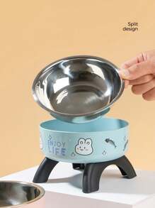 1pc Pet Elevated Feeding Bowl, Anti-Slip Anti-Spill Cat Dog Food Dish - 300ml - View 7