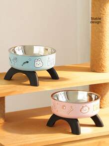 1pc Pet Elevated Feeding Bowl, Anti-Slip Anti-Spill Cat Dog Food Dish - 300ml - View 4