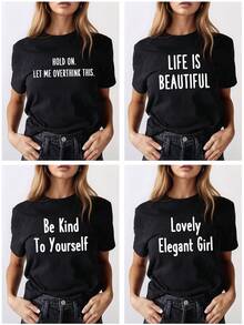 可定制女士短袖 T 恤、个性化文字/姓名、黑色 T 恤、女士上衣、情人节礼物、女士礼物、周年纪念礼物、音乐节、婚礼/派对服装、纪念衬衫、节日礼物、个性化