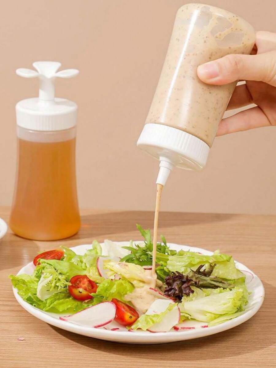Bộ 1 chai bóp đựng sốt kem cà chua, mật ong, nước tương và gia vị. - trắng - Xem 1