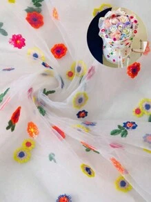 1pc/2pcs Pastoral Style Colorful Embroidered Flower Tablecloth, Colorful Small Flower Handmade Embroidery Craft Tablecloth Decoration, Used For Outdoor Wedding Decoration, Party Event Decoration, TV Cabinet Decoration, Dining Table Home Decoration, Bouquet Packaging, Household Items, Valentine's Day, Shooting Background