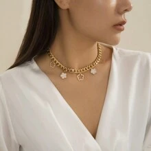 1set Stainless Steel 18K Plated Multicolor Lucky Clover Chain Jewelry Set, Classic & Fashionable For Women, Suitable For Party, Dating, Work, Holiday Wear