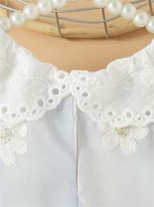 女婴无袖甜美渐变花卉刺绣公主裙派对装夏季 - 藍色 - 查看 5