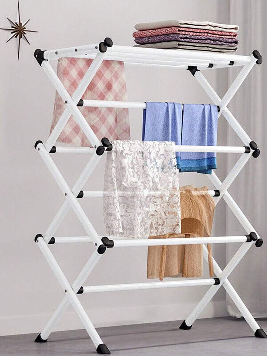 3 Tier Clothes Airer Dryer Metal Laundry Horse Drying Rack Indoor Outdoor Patio - 白色 - 查看 1