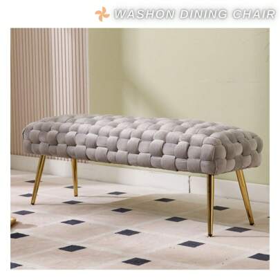 WAHSON OFFICE CHAIRS 1PC Wahson Velvet Upholstered Bench with Gold-Plated Metal Legs, Bed Bench, Bedroom, Hallway, 120 cm, Grey
