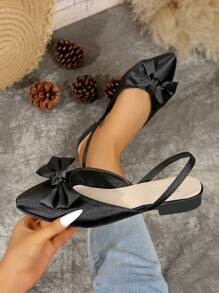 Ballerine dolci da ragazza con punta affusolata e fiocco, nuovi mocassini da slip-on per uso interno ed esterno, guida quotidiana e lavoro, con cinturino sul tallone, versatili con outfit casual