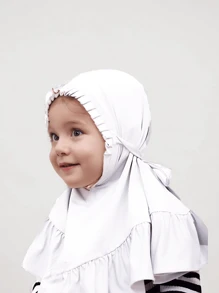 1pc High Quality Elastane 2-6years Cute Flounce Hijab Kids Black Easy-Use Headscarf Children Ruffle Edges Handcap Hijab For Outdoor Activities Daily Use - Multicolor - View 10