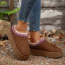 Fur-Lined Women's Slippers - Warm, Durable, Non-Slip Outdoor Shoes For Winter Comfort With Thick Flat Soles And Platform For Snowy Conditions. - Màu nâu  Mocha - Xem 6