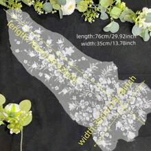 1pc Embroidered 3D Crystal Sequin Floral Lace Fabric Applique Patch, Front Chest & Back Decorative, Handmade DIY Hot Selling Material, White Versatile Fabric, Suitable For Birthday Party, Stage, And Crafting Hobbies (Emblem, Stickers)