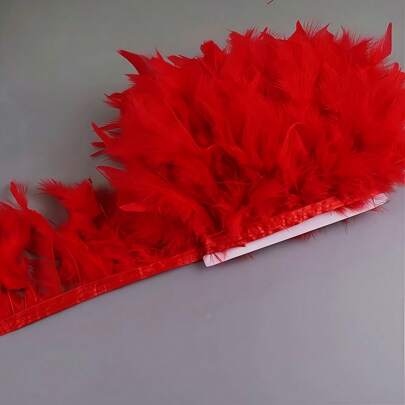1 m/39,37 pouces Ruban de bordure de plumes rouges artificielles DIY Artisanat Mariage Fête Plumes DIY Couture Plume Décoration de Noël Maison