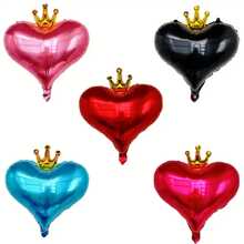 1/5/10pcs Crown & Heart Shaped Aluminum Foil Balloon In Red, Black, Blue, Pink, Faux Pearl Color, Suitable For Birthday Party, Baby Shower, Anniversary, Valentine's Day, Wedding Decoration, Room Decor, Photo Prop Back To School Valentine's Day - Multicolor - View 23