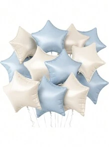 5/10个装蓝色和米色星形气球，蓝白米色星形铝箔气球，18英寸大号氦气铝箔气球，适合生日、周年纪念派对装饰、婴儿派对 - 彩色 - 查看 1