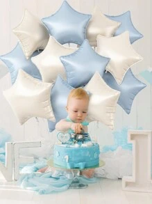 5/10个装蓝色和米色星形气球，蓝白米色星形铝箔气球，18英寸大号氦气铝箔气球，适合生日、周年纪念派对装饰、婴儿派对 - 彩色 - 查看 5