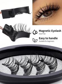 1 Pair CC Curl Eyelashes Natural Look, Reusable Magnetic Eyelashes With Applicator, No Glue Needed Magnetic Eyelashes Magnetic Lashes Kit, Easy To Wear And Remove,Natural Looking, 3D Natural Spiky Manga Lashes Fluffy Wispy Soft Lashes Fake Eyelashes False Eyelashes Strip,Natural Soft Eyelash Criss Cross Wispy Fluffy Lashes,Naturally Slender, Curled And Enlarged Eyes,For Women To Use Travel, Party For Parties Travel School Daily Work Etc - 黑色 - 查看 2