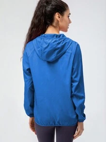 1 件女式防水轻质快干夹克，户外休闲风衣，适合跑步、骑自行车等春夏季活动 - 寶藍色 - 查看 3