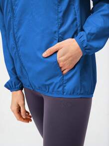 1 件女式防水轻质快干夹克，户外休闲风衣，适合跑步、骑自行车等春夏季活动 - 寶藍色 - 查看 6