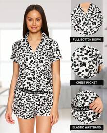 Bebe Pajama Set For Women, Stretch Rayon Knit Short Sleeve PJs For Women Set, Ladies Pajamas Sets - 淺灰色 - 查看 2