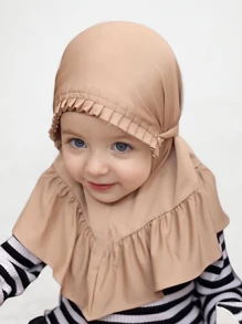 1pc High Quality Elastane 2-6years Cute Flounce Hijab Kids Black Easy-Use Headscarf Children Ruffle Edges Handcap Hijab For Outdoor Activities Daily Use - Multicolor - View 11
