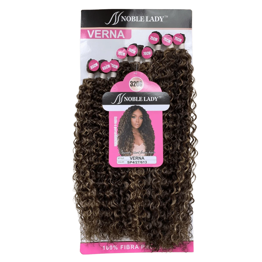 Curly Hair For Interlacing Verna Noble Lady Protein Fiber 75cm - 9 Screens - 320g - Black and White - View 1