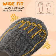 Kids Warm Lightweight Furry Wide Version Home Shoes For Girl Boys, Comfortable Rubber Soft Sole Bottom Walking Shoes For Indoor/Outdoor Autumn And Winter - Grey - View 3