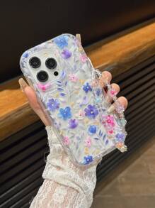 Watercolor Blue & Purple Ditsy Floral Design Wave Pattern Phone Case - TPU Protective Cover Compatible With Iphone 16ProMax/11/12/13/14/15 Series, Pro Max, Plus, Xr - Perfect Gift For Boyfriends & Girlfriends - Clear - View 4