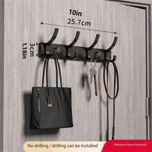 1pc Heavy Duty Aluminum Alloy Wall Mounted Clothes Hooks, No Drilling Needed, Suitable For Entryway, Closet, Kitchen, Bathroom Storage